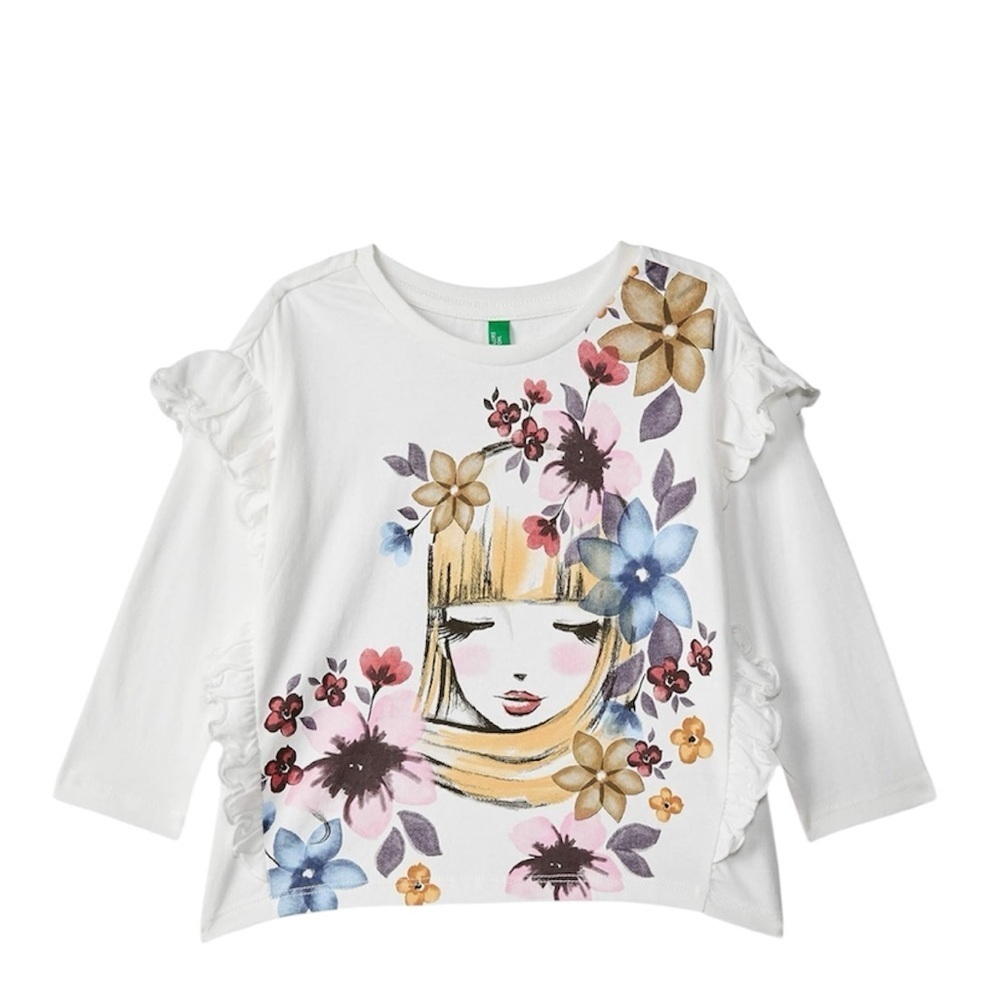United Colors of Benetton Toddler Girls Floral Long Sleeve Top – Size 2Y